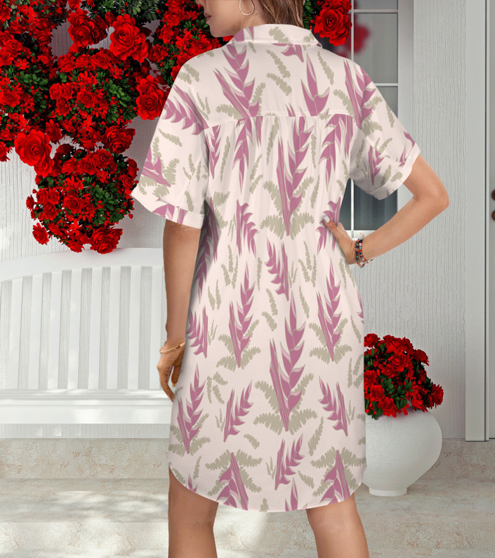 Honey Girl Heliconia Shirt Dress - Pink